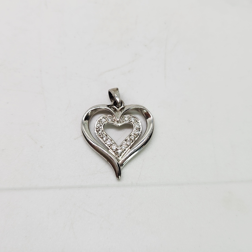 Ross Simons Sterling Silver Cz Double Heart Pendant For Necklace Valentine Love 28$